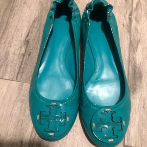 Turquoise Tory Burch ballet flats